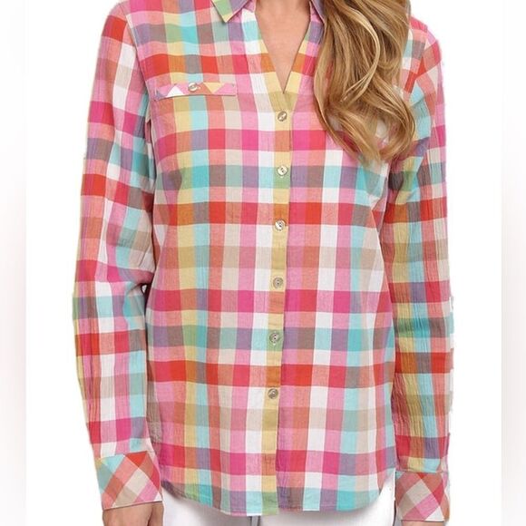 Pendleton 100% cotton long sleeve button down plaid blouse sz M EUC - Picture 4 of 6